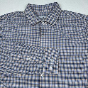 Mizzen+Main Shirt Mens XL Blue Check Standard Fit Dress Button Front Made USA
